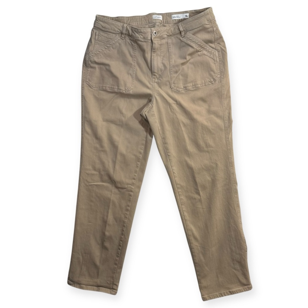 JJill 18R High Rise Straight Leg Pant Khaki Office Retro Minimalist Hipster Masc